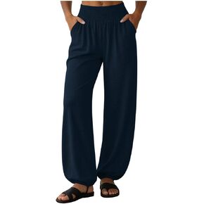 Womens Jogger Pants Elastic Waist Lounge Pants Loose | Elastic Cuffs, Pockets, Daily Wear, Weekend, Travel, Comfortable, Pull on Style, Adjustable Drawstring, Walking in Kuwait
