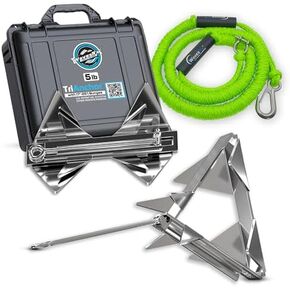WAVESRX 5lb TriAnchor مع خط بنجي AnchorMate بطول 7 أقدام (يمتد إلى 25 قدمًا) | رسو بدون جهد للزلاجات النفاثة والقوارب والقوارب الصغيرة | تصميم فريد قابل للطي مع حقيبة للتخزين in Kuwait