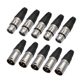 10 عبوات من موصلات XLR، 5 أزواج XLR 3 دبابيس ذكر/أنثى مقابس صوت ميكروفون كابل قابس موصل مقبس الصوت، قابس ميكروفون صوتي DMX، للتسجيل بنفسك، الخلط، معدات المسرح، فضي in Kuwait