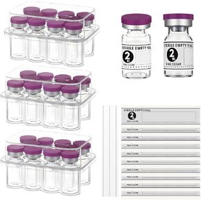 30 Pcs 2ml Empty Glass Vials with Sealed Caps & Labels, Multi-Purpose Bottles for Essential Oils, Perfumes, Spice Making, Craft Storage (Purple, 2ML) in Kuwait