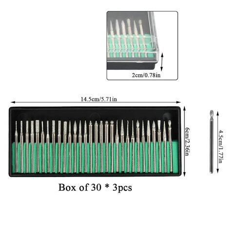 OctBird 90 Pcs Diamond Burr Bits Drill Kit for Engraving Carving Rotary Tool, 1/8"(3mm) Shank, for Glass, Gemstone, Metal in Kuwait