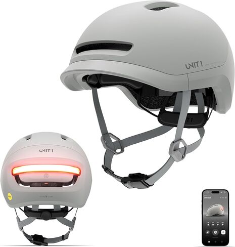 خوذة الدراجة الإلكترونية الذكية UNIT 1 NEON SE - معتمدة من NTA-8776 بسرعة 28 ميلاً في الساعة - مصباح LED خلفي مدمج مع اكتشاف التصادم SOS ومعرف الأمان الرقمي - إشارة الانعطاف وضوء الفرامل جاهزان in Kuwait