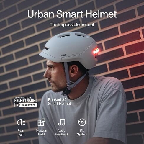خوذة الدراجة الإلكترونية الذكية UNIT 1 NEON SE - معتمدة من NTA-8776 بسرعة 28 ميلاً في الساعة - مصباح LED خلفي مدمج مع اكتشاف التصادم SOS ومعرف الأمان الرقمي - إشارة الانعطاف وضوء الفرامل جاهزان in Kuwait