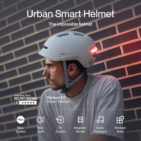 خوذة الدراجة الإلكترونية الذكية UNIT 1 NEON SE - معتمدة من NTA-8776 بسرعة 28 ميلاً في الساعة - مصباح LED خلفي مدمج مع اكتشاف التصادم SOS ومعرف الأمان الرقمي - إشارة الانعطاف وضوء الفرامل جاهزان in Kuwait