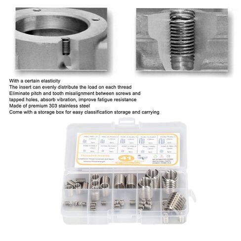 41 Pcs M2 to M14 Thread Repair Insert Assortment Kit, Stainless Steel Material, with Compartment Storage Box, Fatigue, Good Connection Performance, Life Extension, in Kuwait
