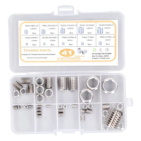 41 Pcs M2 to M14 Thread Repair Insert Assortment Kit, Stainless Steel Material, with Compartment Storage Box, Fatigue, Good Connection Performance, Life Extension, in Kuwait