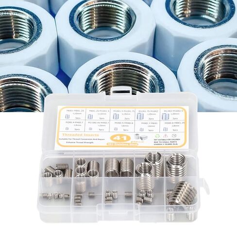 41 Pcs M2 to M14 Thread Repair Insert Assortment Kit, Stainless Steel Material, with Compartment Storage Box, Fatigue, Good Connection Performance, Life Extension, in Kuwait