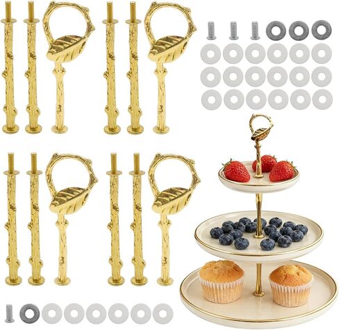 4 Sets 3-Tier Cake Stand Hardware Handles, Zinc Alloy Cake Plate Fittings with Screws, Ideal for DIY Cupcake and Fruit Displays at Parties and Events in Kuwait