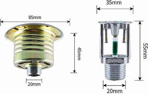 1pcs 55 * 85mm DN15 Fast Response Full Copper Concealed Sprinkler,Pendent Fire Head Down Spray 93 Degrees in Kuwait