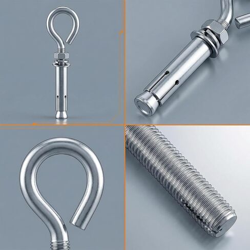 5 Pack 3/8 Inch Concrete Eyebolts, M10x115mm 304 Stainless Steel Expansion Anchors - Heavy Duty for Gym Equipment & Garage Storage in Kuwait