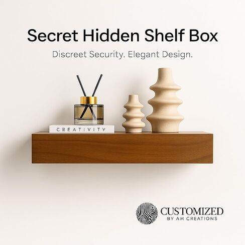 Concealment Shelf with RFID Lock - Concealed Gun Floating Shelf with Hidden Storage Compartment, Wooden Shelves for Wall Mount Display with Secret Drawer, Weapon Hiding Furniture Safe by AM Creations in Saudi Arabia