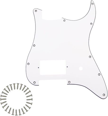 11-Hole Single-Covered Humbucker Guitar Pickguard for Fender USA/Mex Strat-Style Guitars with Mounting Screws - White 3ply in Kuwait