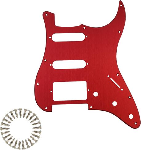 11-Hole HSS Anodized Aluminum Metal Guitar Pickguard, Modern ST/Strat Style Scratch Plate, Replacement Pick Guard for USA/Mexico Made Stratocaster Electric Guitar, with Mounting Screws, Silver in Kuwait