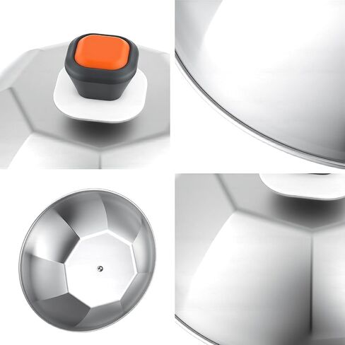 2-Pack Stainless Steel Dome Lids, 9-Inch Commercial Grade Basting & Steaming Covers with Orange Handle, Perfect for Flat Top Griddles, Burgers, and Melting Cheese in Kuwait