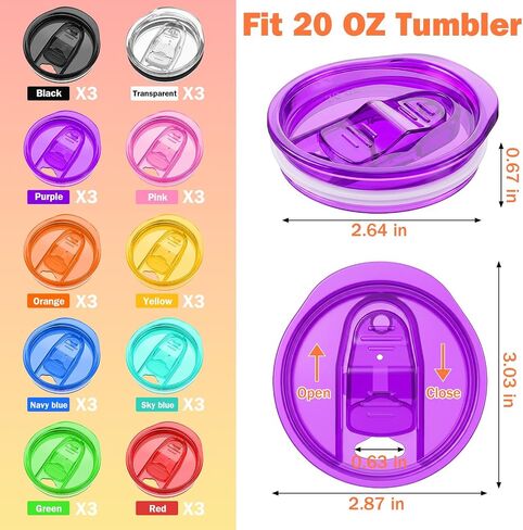 30 Pcs Tumbler Replacement Lids for 20 oz Skinny Tumbler Lid, Multicolor Plastic Splash Resistant Sliding Covers, BPA Free Dishwasher Safe, Perfect for DIY Resin Crafts and Daily Use in Kuwait
