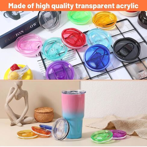 30 Pcs Tumbler Replacement Lids for 20 oz Skinny Tumbler Lid, Multicolor Plastic Splash Resistant Sliding Covers, BPA Free Dishwasher Safe, Perfect for DIY Resin Crafts and Daily Use in Kuwait