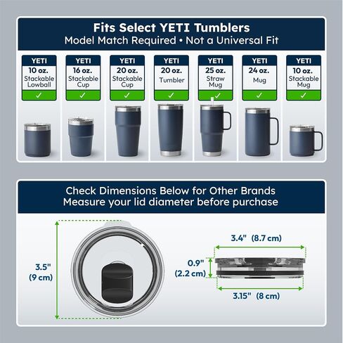 لغطاء كوب YETI سعة 20 أونصة، لون جديد لغطاء مغناطيسي YETI بديل، غطاء مغناطيسي قوي لكوب YETI سعة 20 أونصة، عبوتان (أسود كلاسيكي ونمط) in Kuwait