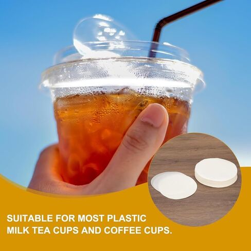 100-Pack White Leak-Proof Cup Lid Liners, 4.7-Inch Round Sealing Paper Pads, Disposable Paper Seal Films for Paper Cup Lids, Round Waterproof Sealing Paper Pads for Drinks, Coffee, and Milk Tea Cups in Kuwait