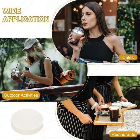 100-Pack White Leak-Proof Cup Lid Liners, 4.7-Inch Round Sealing Paper Pads, Disposable Paper Seal Films for Paper Cup Lids, Round Waterproof Sealing Paper Pads for Drinks, Coffee, and Milk Tea Cups in Kuwait