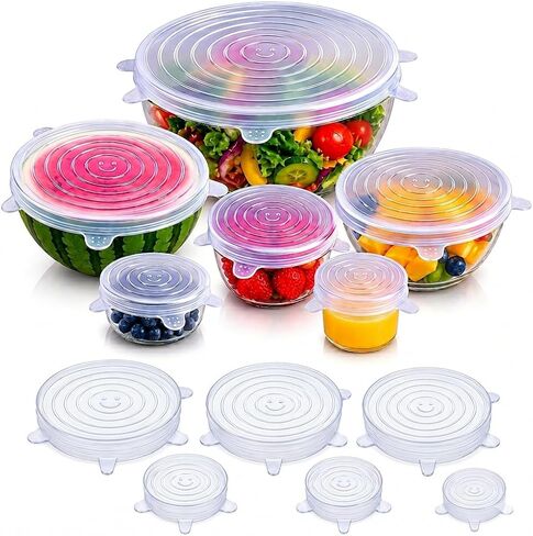 6-Pack Silicone Stretch Lids Set – Premium Reusable Leakproof Food Covers for Bowls, Cups, Jars & Containers | BPA-Free Flexible Kitchen Storage Solution in Saudi Arabia