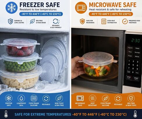 6-Pack Silicone Stretch Lids Set – Premium Reusable Leakproof Food Covers for Bowls, Cups, Jars & Containers | BPA-Free Flexible Kitchen Storage Solution in Saudi Arabia