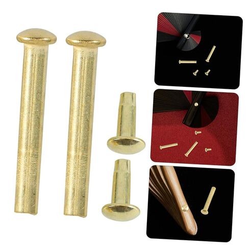 Toddmomy 10 Sets Folding Fan Shaft Rivet Repair Kit, 3mm Diameter Metal Rivets Nuts, 21mm Gold-Plated Fasteners for Hand Fan Shaft Replacement and Maintenance in Kuwait