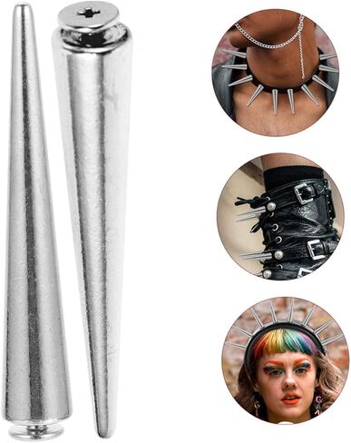 ULTECHNOVO 10pcs Silver Cone Punk Rivet Studs for Clothing DIY Crafting Metal Spike Decorations for Jackets Backpacks and Bags in Kuwait