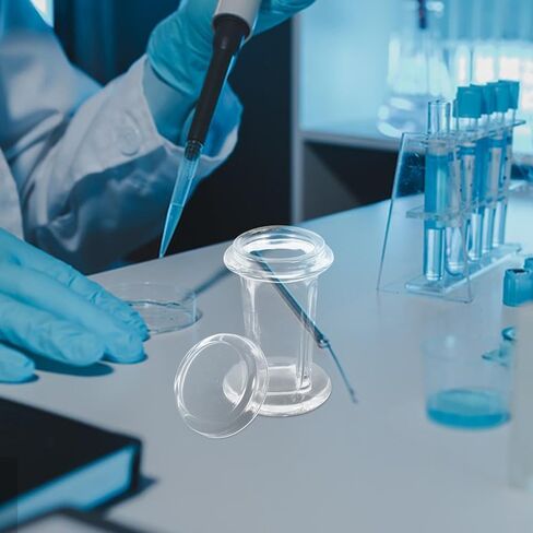 STOBAZA 2pcs Glass Slide Staining Jar Set with Lid, 5-slide Capacity Coplin Staining Tank for Microscope Slides, Vertical and Horizontal Laboratory Glassware for Scientific and Lab Use in Kuwait