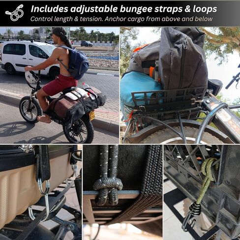Rear Bike Rack Expander – Increase Rack Capacity for Luggage, Delivery Bags, Large Baskets & Loads, Fits Bikes, Electric Bicycles, Scooters and Motorcycles in Kuwait