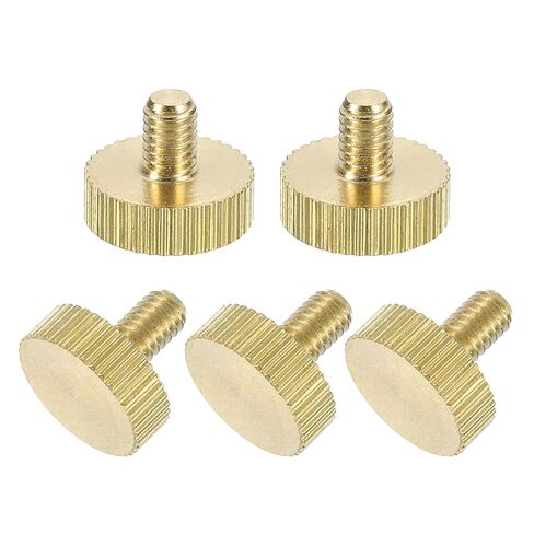 uxcell 5Pcs Brass Knurled Thumb Screws, M3x6mm Flat Stripe Bolt Knob Fasteners Solid Brass Diamond Knurled Thumb Screws Knobs for Electronic, Mechanical in Saudi Arabia