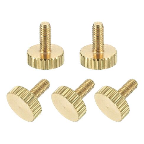 5 قطع من مسامير الإبهام النحاسية المخرشة من uxcell، M3x6mm مثبتات شريطية مسطحة بمقبض مسمار نحاسي صلب ومقابض مسامير إبهام مخرشة للإلكترونية والميكانيكية in Kuwait