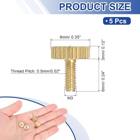 5 قطع من مسامير الإبهام النحاسية المخرشة من uxcell، M3x6mm مثبتات شريطية مسطحة بمقبض مسمار نحاسي صلب ومقابض مسامير إبهام مخرشة للإلكترونية والميكانيكية in Kuwait