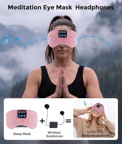 LOVE EYE Sleep Headphones Bluetooth 5.4 Sleeping Eye Mask Wireless Music Earphones with HD Speakers for Side Sleepers Total Blackout Cotton Mask for Travel, Home, Office, Unique Gifts in Saudi Arabia