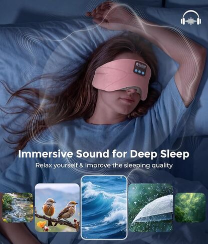 LOVE EYE Sleep Headphones Bluetooth 5.4 Sleeping Eye Mask Wireless Music Earphones with HD Speakers for Side Sleepers Total Blackout Cotton Mask for Travel, Home, Office, Unique Gifts in Saudi Arabia