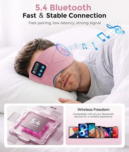 LOVE EYE Sleep Headphones Bluetooth 5.4 Sleeping Eye Mask Wireless Music Earphones with HD Speakers for Side Sleepers Total Blackout Cotton Mask for Travel, Home, Office, Unique Gifts in Saudi Arabia