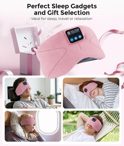 LOVE EYE Sleep Headphones Bluetooth 5.4 Sleeping Eye Mask Wireless Music Earphones with HD Speakers for Side Sleepers Total Blackout Cotton Mask for Travel, Home, Office, Unique Gifts in Saudi Arabia