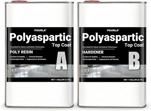 UltraShield Polyaspartic Topcoat 2 Gallon Kit, 1:1 Mix, Fast-Cure Industrial Clear Gloss, UV-Stable High-Durability Floor Coating for Garage, Basement & Concrete Floors in Kuwait