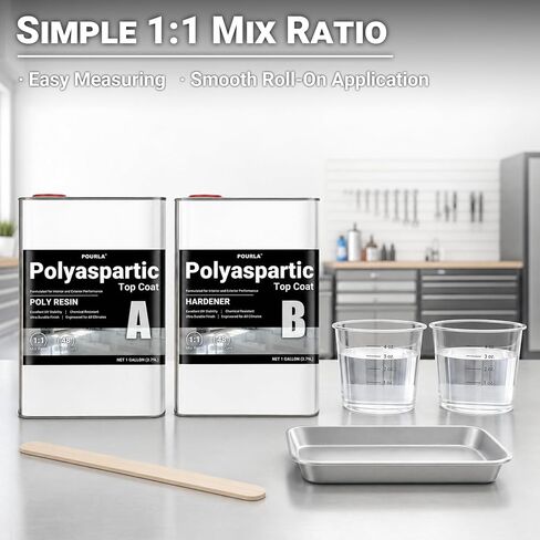 UltraShield Polyaspartic Topcoat 2 Gallon Kit, 1:1 Mix, Fast-Cure Industrial Clear Gloss, UV-Stable High-Durability Floor Coating for Garage, Basement & Concrete Floors in Kuwait
