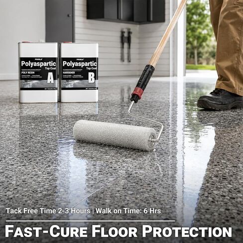 UltraShield Polyaspartic Topcoat 2 Gallon Kit, 1:1 Mix, Fast-Cure Industrial Clear Gloss, UV-Stable High-Durability Floor Coating for Garage, Basement & Concrete Floors in Kuwait