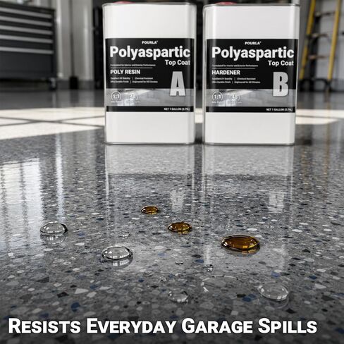 UltraShield Polyaspartic Topcoat 2 Gallon Kit, 1:1 Mix, Fast-Cure Industrial Clear Gloss, UV-Stable High-Durability Floor Coating for Garage, Basement & Concrete Floors in Kuwait