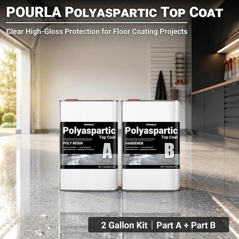 UltraShield Polyaspartic Topcoat 2 Gallon Kit, 1:1 Mix, Fast-Cure Industrial Clear Gloss, UV-Stable High-Durability Floor Coating for Garage, Basement & Concrete Floors in Kuwait