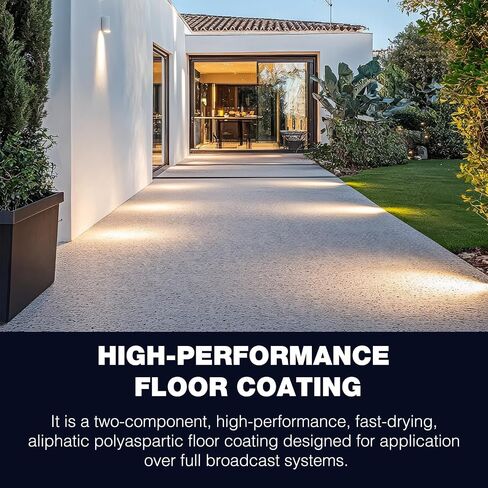 Polyaspartic High Solids Topcoat Coating System - Clear Coating Gloss Finish - 1:1 Mix Ratio - Protection to Adhesion, UV, Abrasion, & Scratches, for Garage, Basement & Concrete Floors - 2.5KG in Saudi Arabia