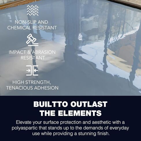 Polyaspartic High Solids Topcoat Coating System - Clear Coating Gloss Finish - 1:1 Mix Ratio - Protection to Adhesion, UV, Abrasion, & Scratches, for Garage, Basement & Concrete Floors - 2.5KG in Saudi Arabia