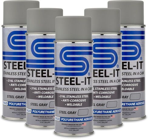 Steel-It 1002D بولي يوريثين أيروسول، طلاءات طلاء صناعية، قابلة للحام، سهلة الاستخدام - رمادي فولاذي (5 عبوات) in Kuwait