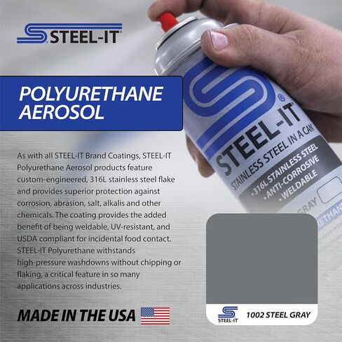 Steel-It 1002D بولي يوريثين أيروسول، طلاءات طلاء صناعية، قابلة للحام، سهلة الاستخدام - رمادي فولاذي (5 عبوات) in Kuwait