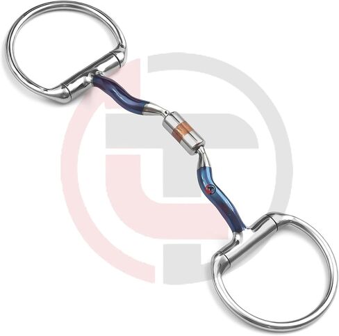 قطع حصان من نوع Eggbutt Ported Barl Snaffle من سبيكة حديد زرقاء حلوة - قطعة فم مريحة للخيول الحساسة، تخفيف لطيف لللسان، تصميم خد ثابت للتدريب والاستخدام اليومي in Kuwait