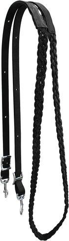 CHALLENGER Horse Western Braided Brown Leather Knotted Grip Barrel Contest Reins 805LR03BR in Kuwait