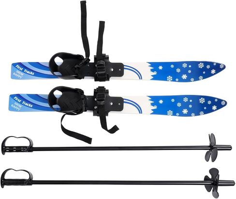 Kids Skis and Poles with Bindings, Low-Resistant Ski Boards Kids Beginner Snow Skis with Bidirectional Fixator for 2-8 Years Old Children,Load-Bearing Capacity 110.23lbs in Kuwait