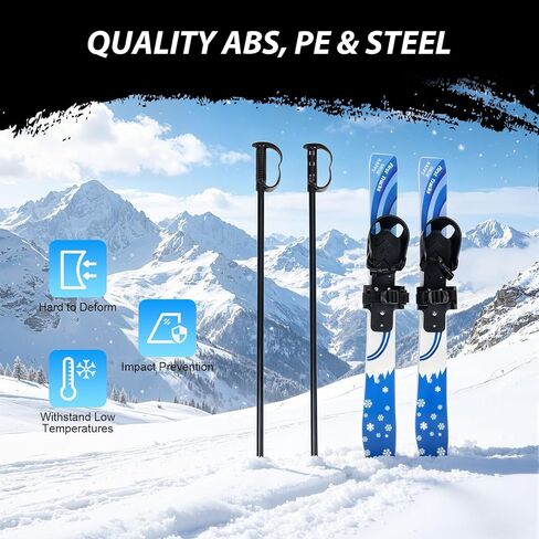 Kids Skis and Poles with Bindings, Low-Resistant Ski Boards Kids Beginner Snow Skis with Bidirectional Fixator for 2-8 Years Old Children,Load-Bearing Capacity 110.23lbs in Kuwait