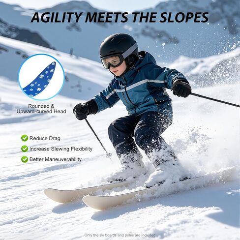Kids Skis and Poles with Bindings, Low-Resistant Ski Boards Kids Beginner Snow Skis with Bidirectional Fixator for 2-8 Years Old Children,Load-Bearing Capacity 110.23lbs in Kuwait